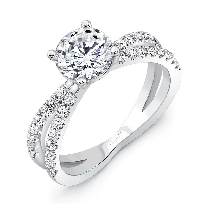 Ladies engagement rings three-stone-Uneek Round Diamond Engagement Ring with Peekaboo Split Shank