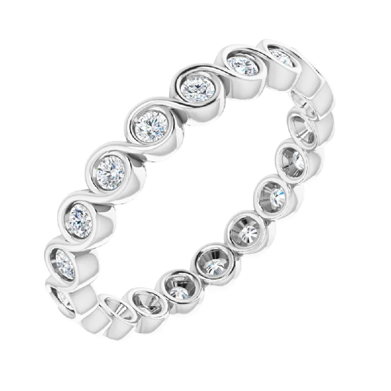 Ladies ring limited editions-14K White Gold 1/2 CTW Diamond Bezel Set Eternity Swirl Band