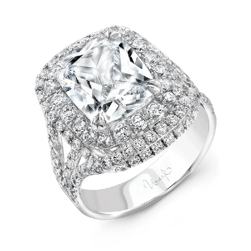 Ladies engagement rings timeless elegance-Uneek Cushion-Cut Diamond Multi-Halo Engagement Ring