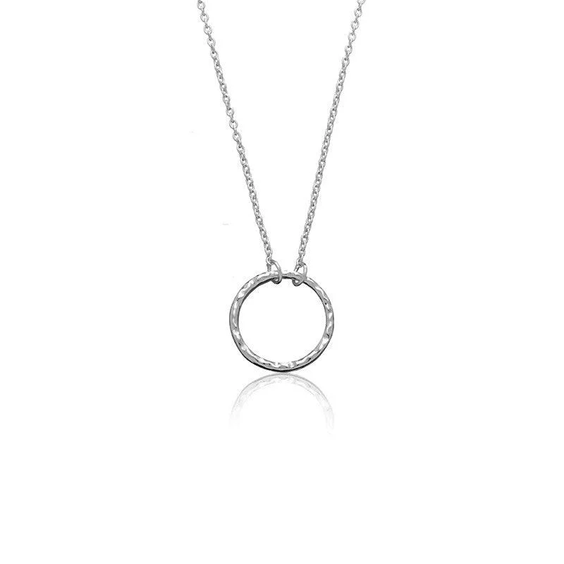 Ladies necklaces e-commerce sites-Sterling Silver 16 Inch Thin Chain Necklace with Center Circle