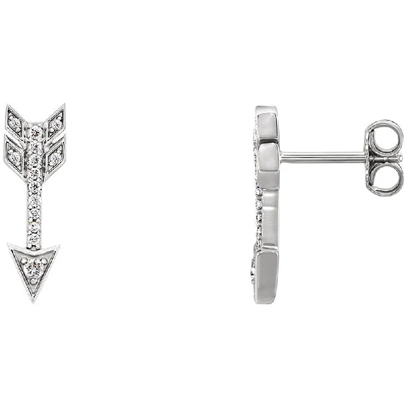 Ladies earrings worldwide trends-5mm x 17mm 14k White Gold 1/6 CTW (G-H, I1) Diamond Arrow Earrings