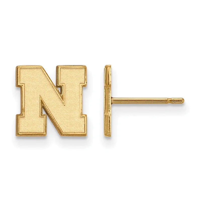 Ladies earrings holiday gifts-14k Gold Plated Silver University of Nebraska XS (Tiny) Post Earrings