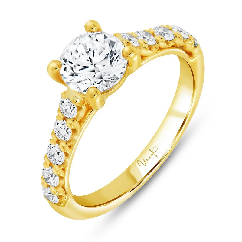 Ladies engagement rings heart-shaped-Uneek Timeless Collection Straight Round Engagement Ring