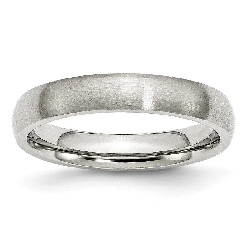 Ladies ring gold designs-4mm Brushed Domed Comfort Fit Band in Stainless Steel