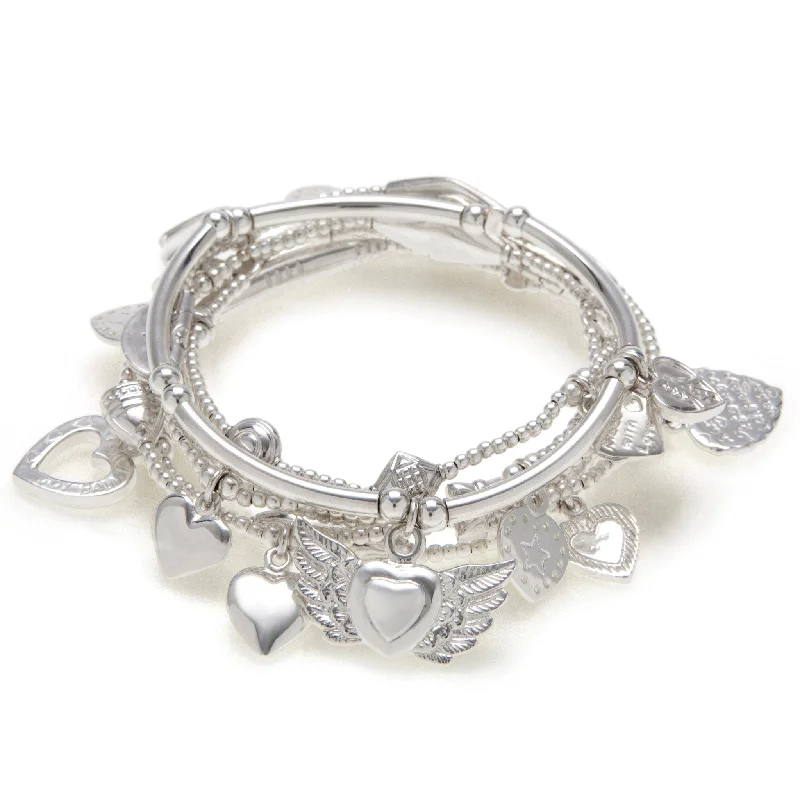 Ladies bracelets cute looks-LUCKY 13 HEARTS Bracelet 6-Stack