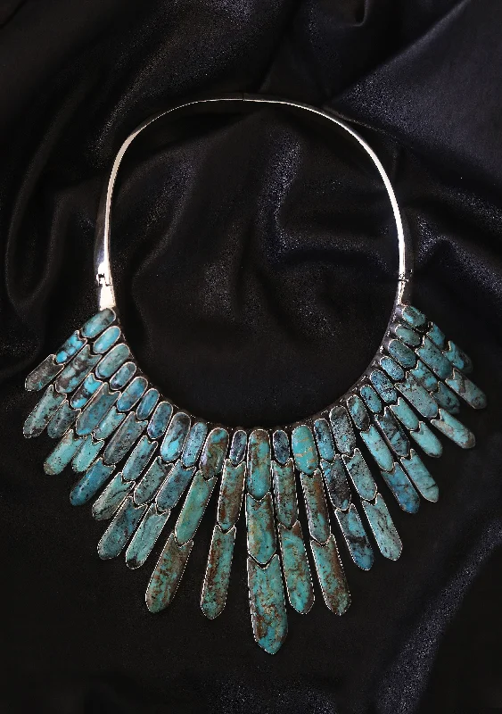 Ladies necklaces 2025 trends-MARTI TURQUOISE STATEMENT NECKLACE