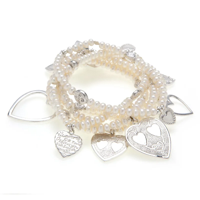 Ladies bracelets luxurious designs-LOVE Pearl Bracelet 6-Stack