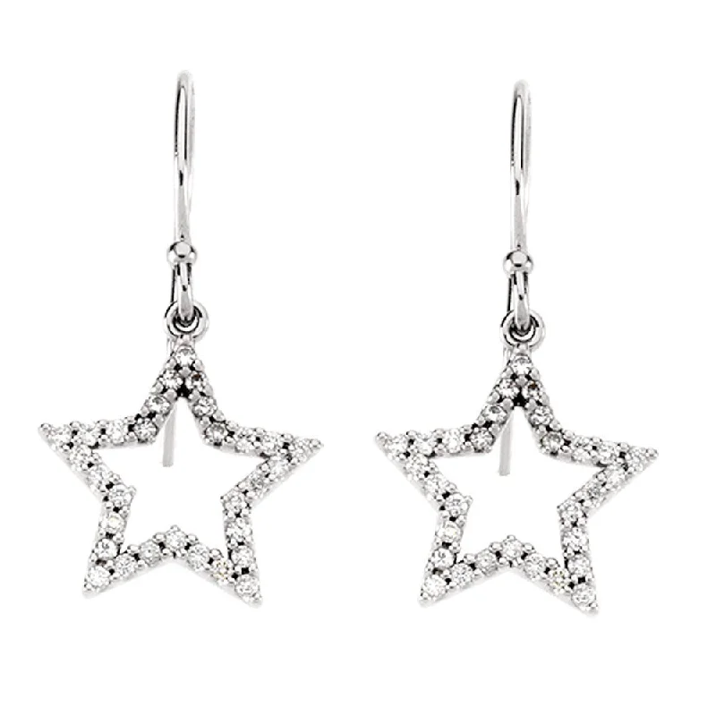 Ladies earrings designer brands-1/3 cttw Diamond Star Earrings in 14k White Gold