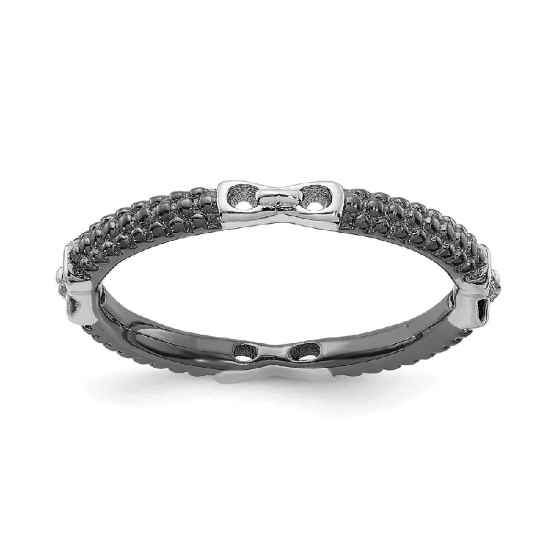 Ladies ring lightweight choices-2mm Sterling Silver & Black Ruthenium Plated Stackable Band