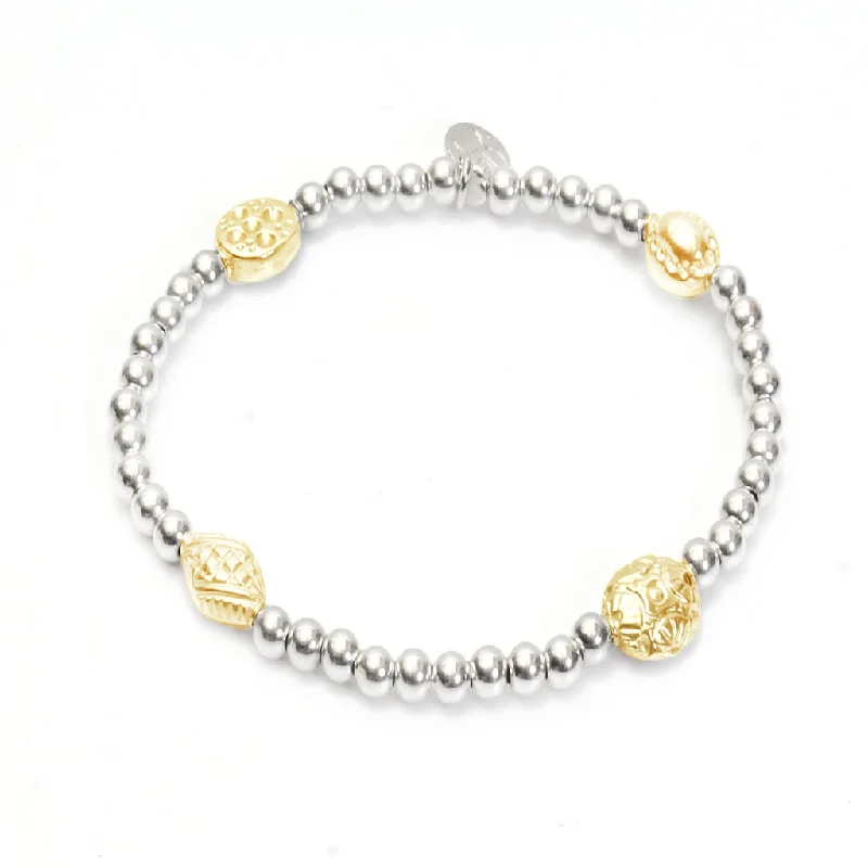 Ladies bracelets animal themes-Balance Ball Bracelet in Sterling Silver with Gold Vermeil