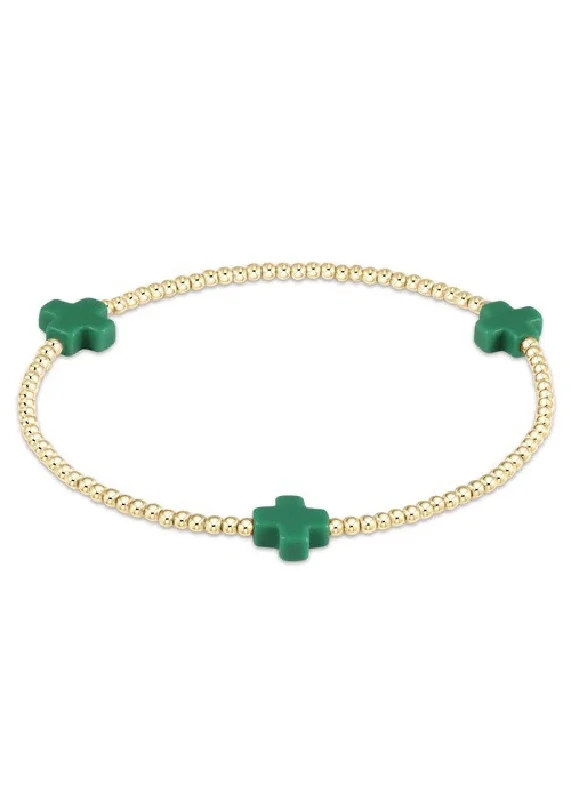 Ladies bracelets e-commerce sites-SIGNATURE CROSS BRACELET - EMERALD