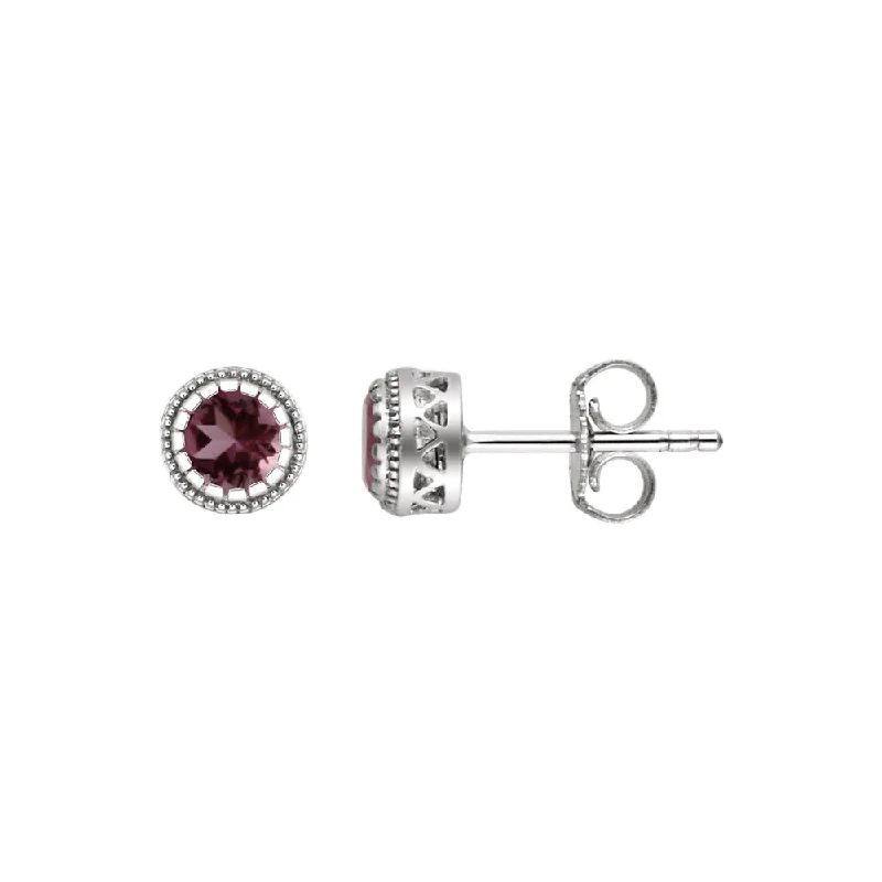 Ladies earrings celebrity styles-Pink Tourmaline October Birthstone 8mm 14k White Gold Stud Earrings