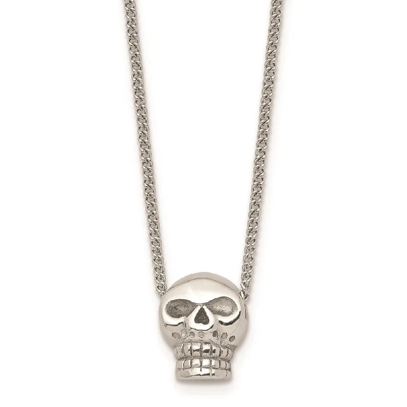 Ladies necklaces titanium options-Stainless Steel Polished Skull Necklace