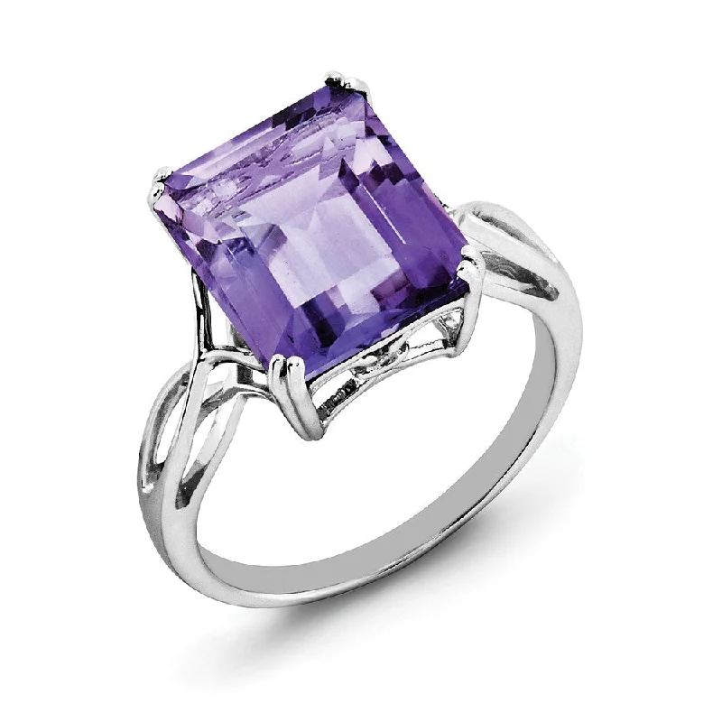 Ladies ring e-commerce sites-Octagonal Amethyst Ring in Sterling Silver