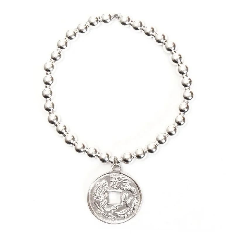 Ladies bracelets mature appeal-LUCKY COIN 6mm Ball Bracelet