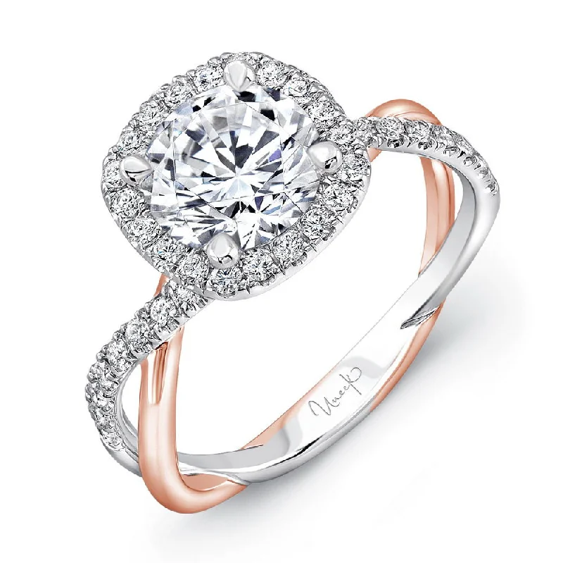 Ladies engagement rings heirloom pieces-Uneek Infinity Collection Halo Round Engagement Ring