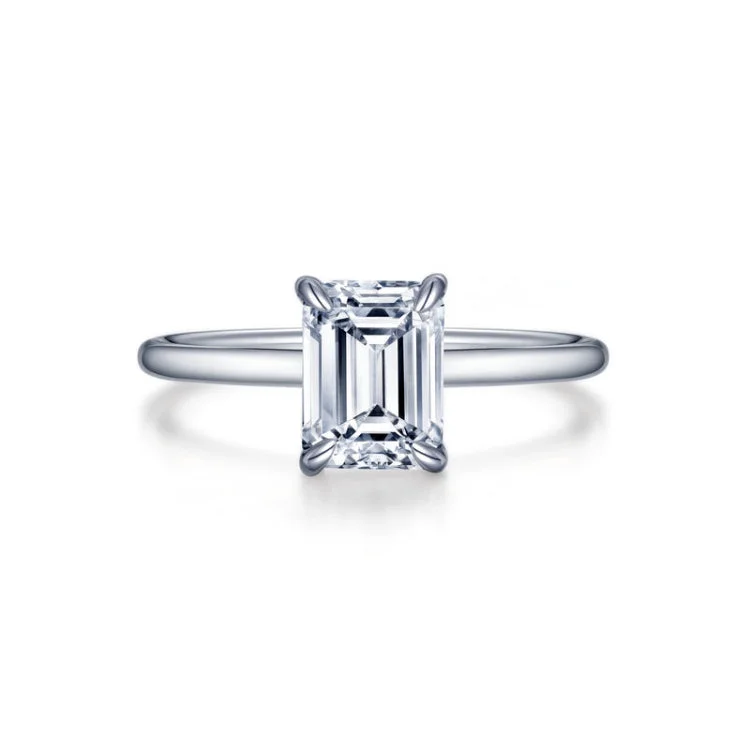 Ladies engagement rings bohemian vibes-Emerald-Cut Solitaire Engagement Ring