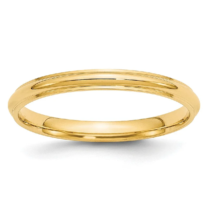 Ladies ring floral designs-2.5mm to 6mm 14K Yellow Gold Half Round Ridged Edge Standard Fit Band