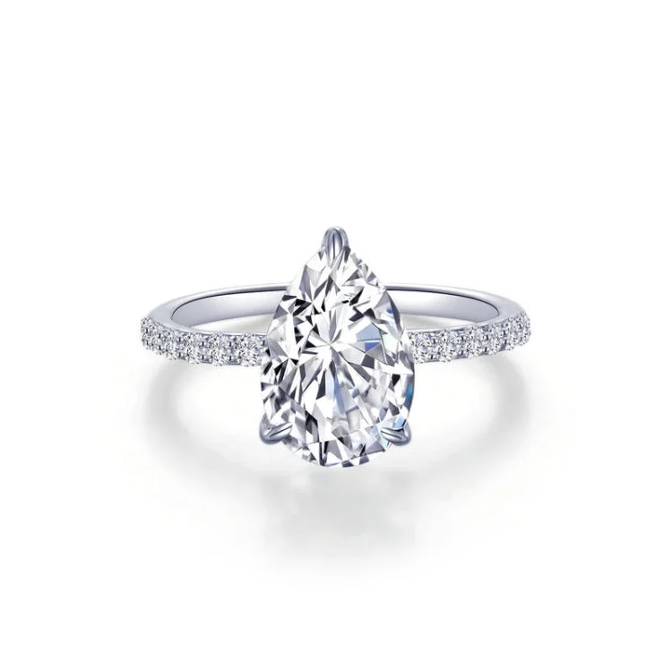 Ladies engagement rings unique styles-Pear-Shaped Solitaire Engagement Ring