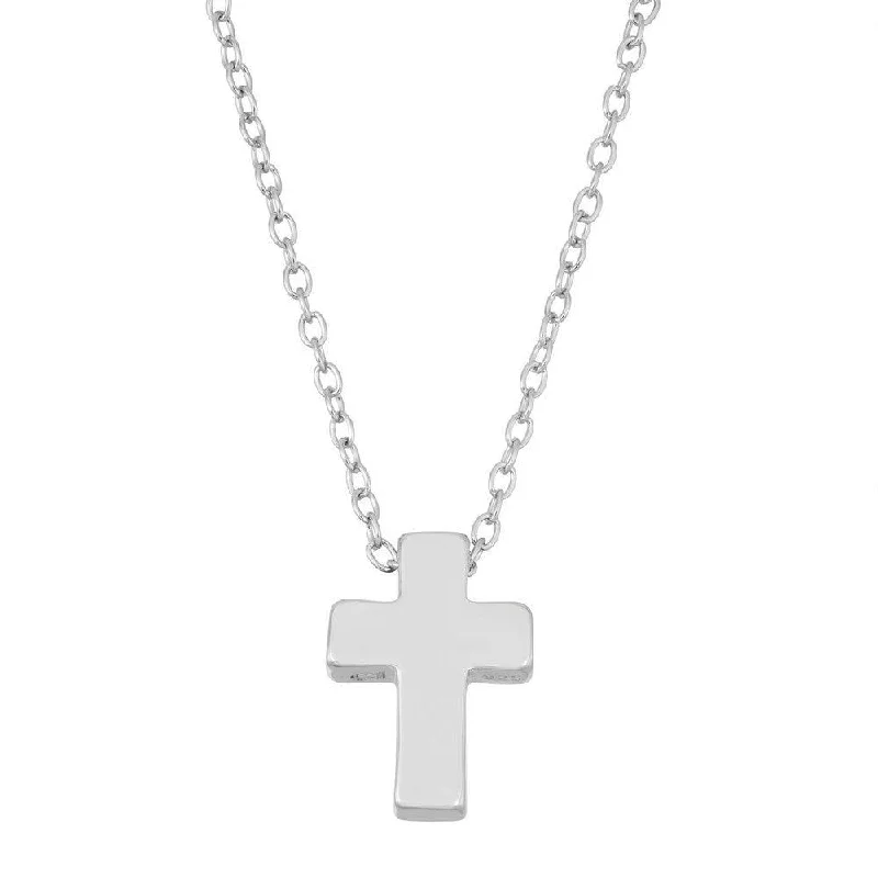 Ladies necklaces sentimental value-Sterling Silver  Small Shiny Cross Necklace