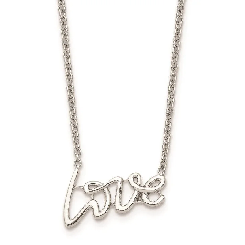 Ladies necklaces unique finds-Stainless Steel Polished Love Necklace