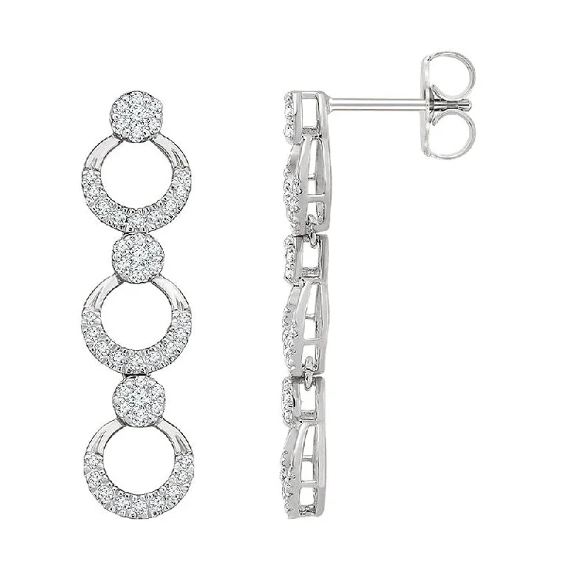 Ladies earrings daily wear-7 x 28mm 14k White Gold 1/2 CTW (H-I, I1) Diamond Geometric Earrings