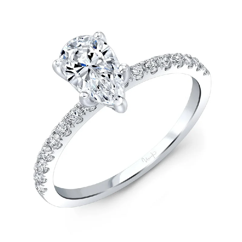 Ladies engagement rings online stores-Uneek Best of the Best Collection Straight Pear Shaped Engagement Ring