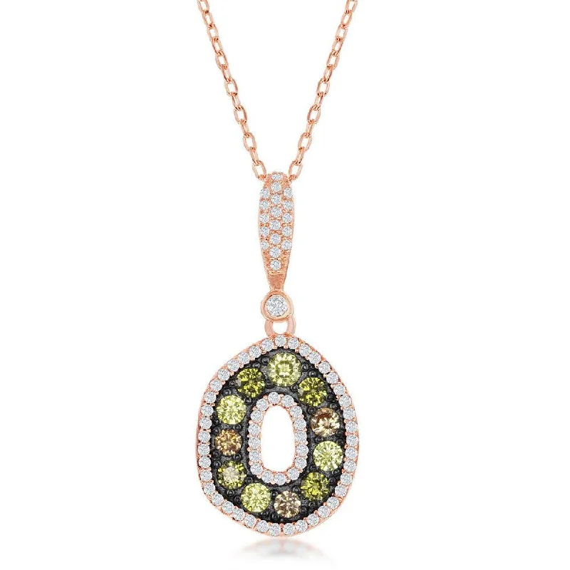 Ladies necklaces girlfriend surprises-Sterling Silver Rose GP with Multi CZ and Black Plating Necklace