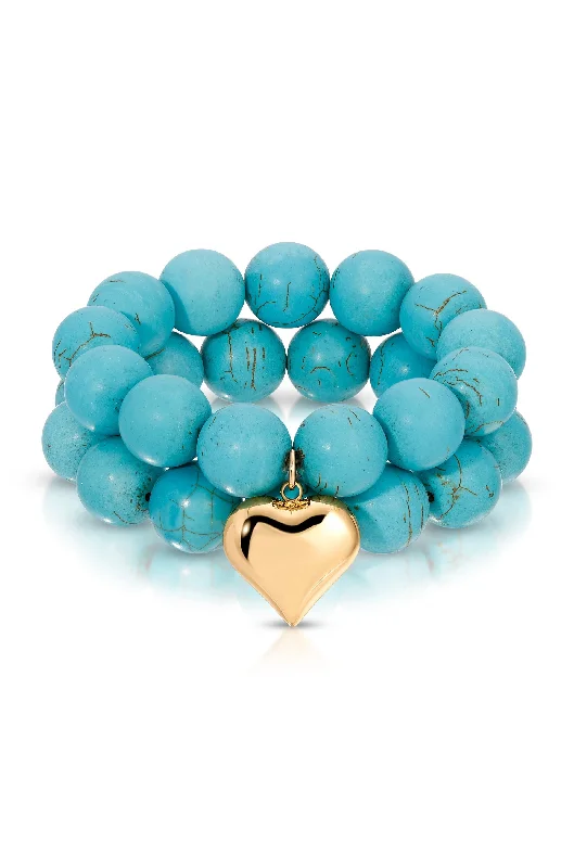 Ladies bracelets floral designs-Luck and Love Turquoise Bracelet Set