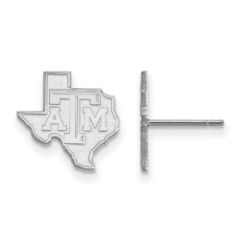 Ladies earrings Mother’s Day-14k White Gold Texas A&M University Small Logo Post Earrings