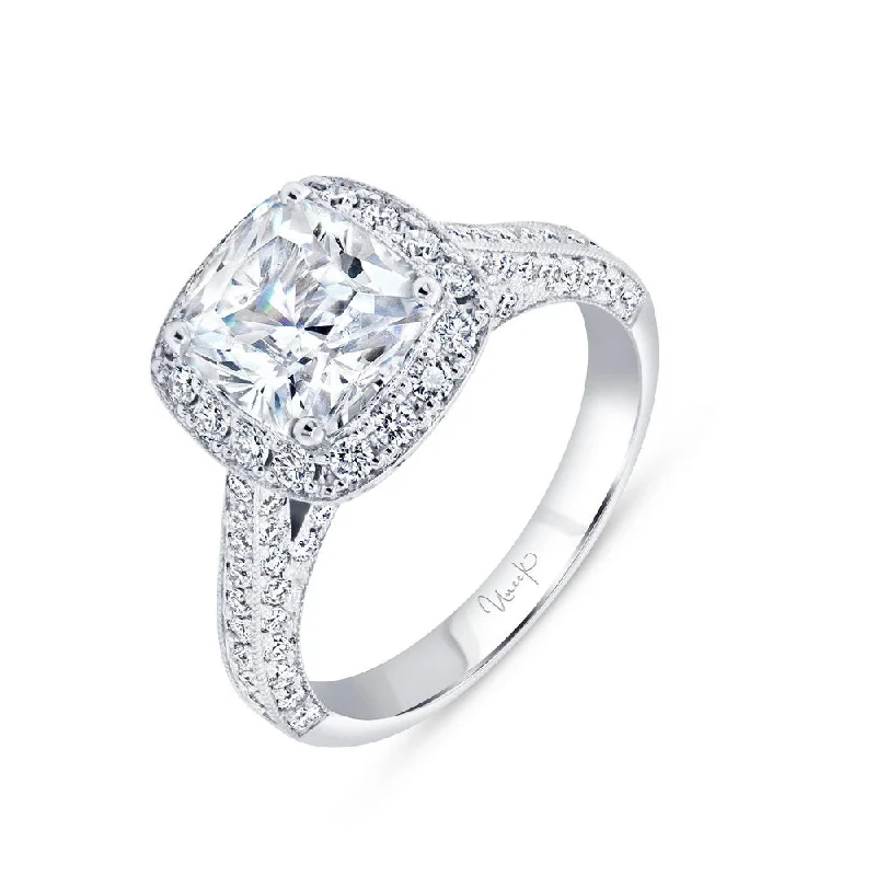 Ladies engagement rings celebrity styles-Uneek Bouquet Collection Halo Engagement Ring