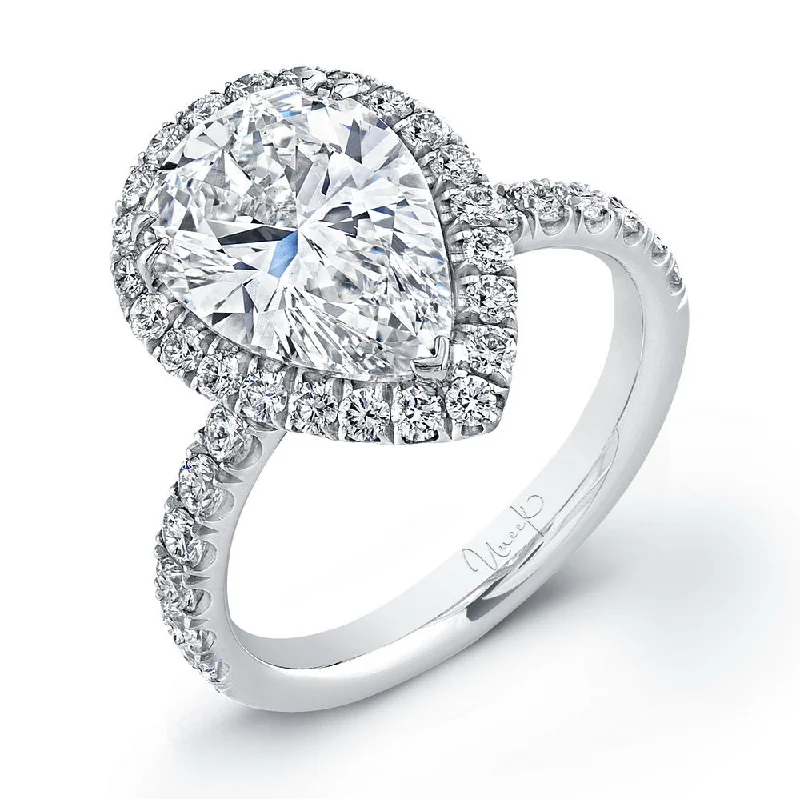 Ladies engagement rings latest trends-Uneek 4-Carat Pear-Shaped Diamond Halo Engagement Ring