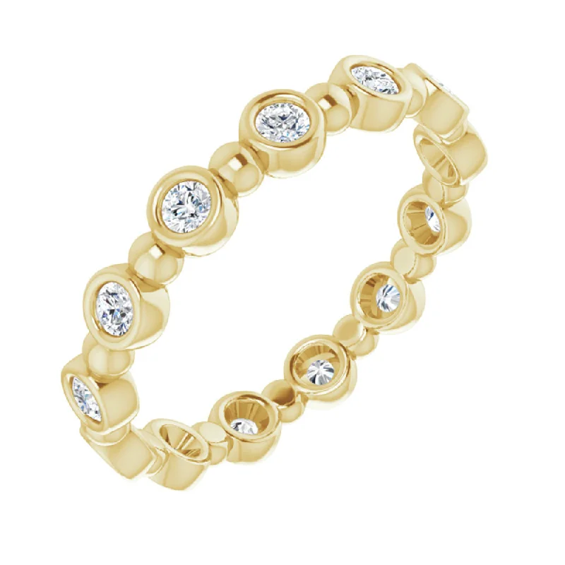 Ladies ring synthetic jewels-3.5mm 14K Yellow Gold 1/2 CTW Diamond Bezel Set Eternity Band