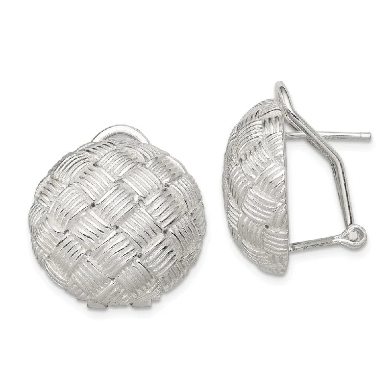 Ladies earrings titanium options-Sterling Silver Basket Weave Button Earrings - 20mm