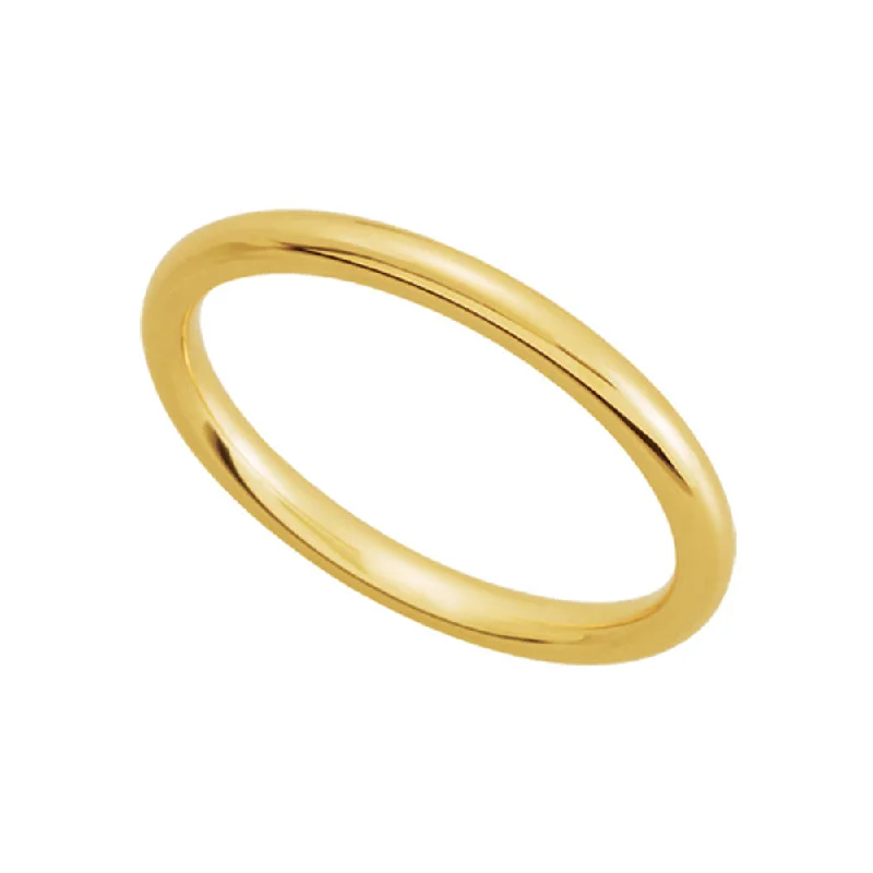 Ladies ring punk flair-2mm Domed Comfort Fit Wedding Band in 14k Yellow Gold