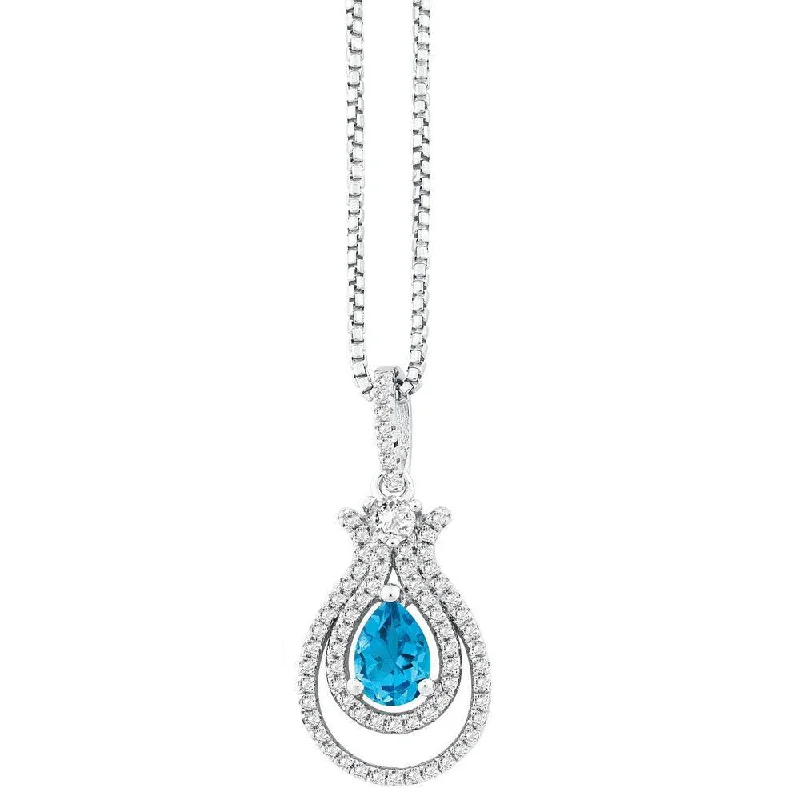 Ladies necklaces openwork patterns-Sterling Silver .945cttw Round & Pear Swiss Blue Topaz with .552ct Wh Tpz  Necklace