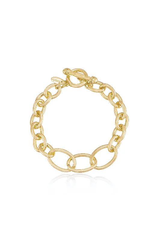 Ladies bracelets minimalist trends-Simple Chain Link Bracelet with Toggle