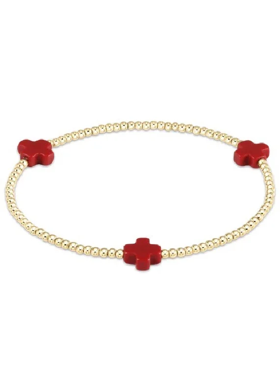 Ladies bracelets social media trends-SIGNATURE CROSS BRACELET - RED