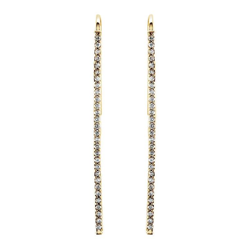 Ladies earrings small drops-36mm 14k Yellow Gold 1/4 CTW (H-I, I1) Diamond Vertical Bar Earrings