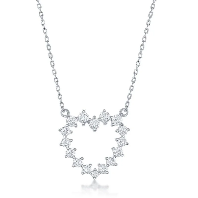 Ladies necklaces customer reviews-Sterling Silver CZ Heart Necklace