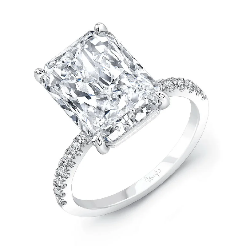 Ladies engagement rings care tips-Uneek Timeless Collection Straight Radiant Engagement Ring