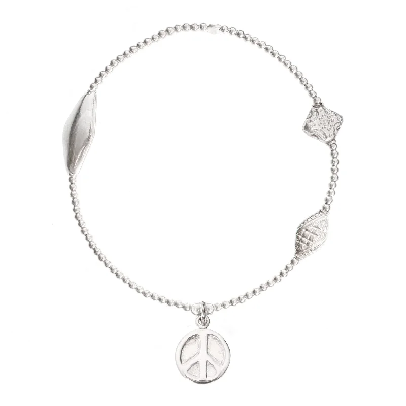 Ladies bracelets customer reviews-Peace Charm Bracelet in Sterling Silver