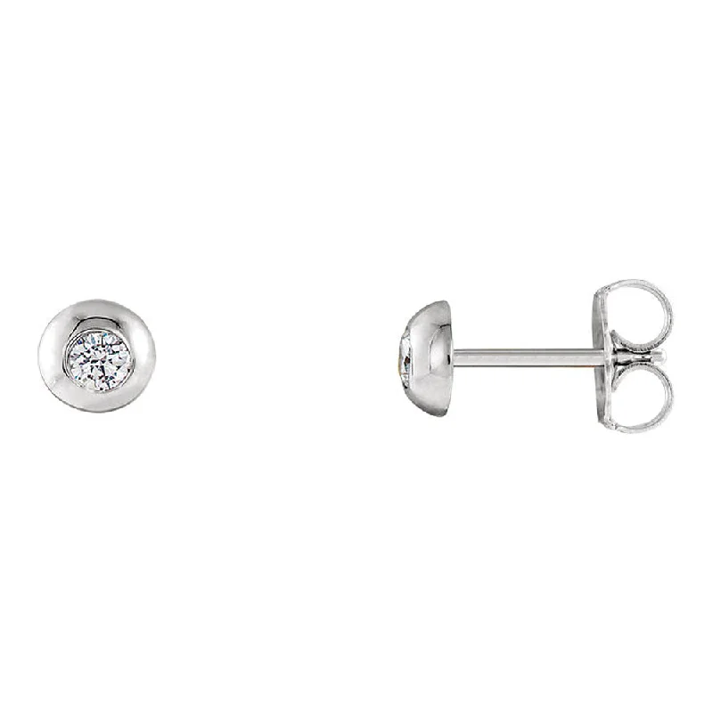 Ladies earrings global brands-5mm Platinum 1/8 CTW (G-H, SI2-SI3) Diamond Domed Stud Earrings