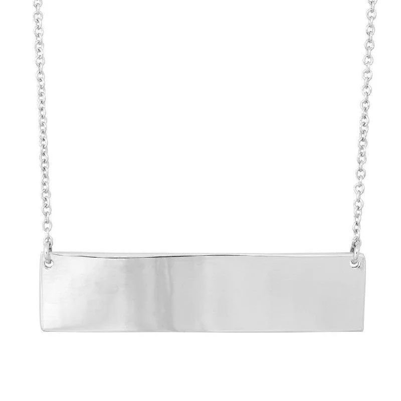 Ladies necklaces punk flair-Sterling Silver Large Flat Bar Necklace