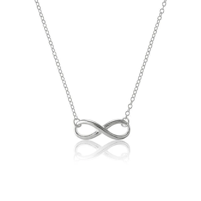 Ladies necklaces social media trends-Sterling Silver Infinity Necklace