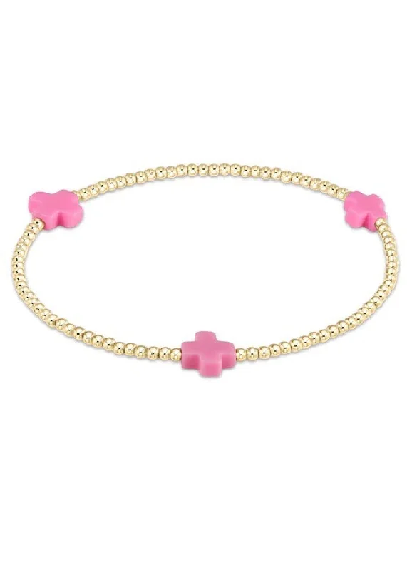 Ladies bracelets youthful designs-SIGNATURE CROSS BRACELET - BRIGHT PINK