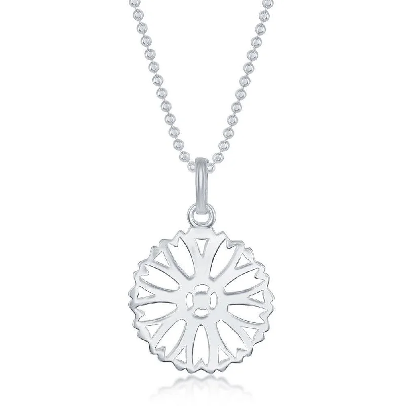 Ladies necklaces elegant styles-Sterling Silver 17 Inch Sun Disc Necklace