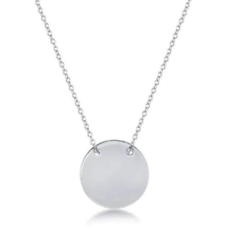 Ladies necklaces office looks-Sterling Silver Polished Engravable Disc Necklace