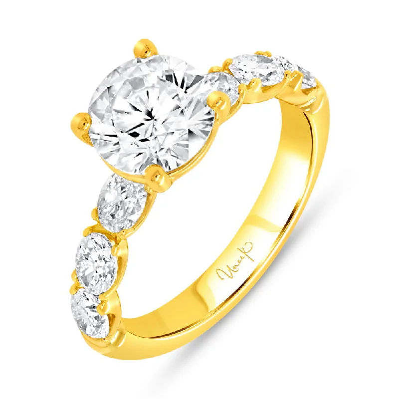 Ladies engagement rings cushion cut-Uneek Timeless Collection Straight Round Engagement Ring