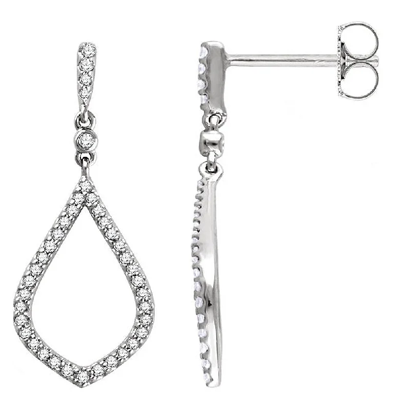 Ladies earrings size guide-10 x 25mm 14k White Gold 1/4 CTW (H-I, I1) Diamond Geometric Earrings